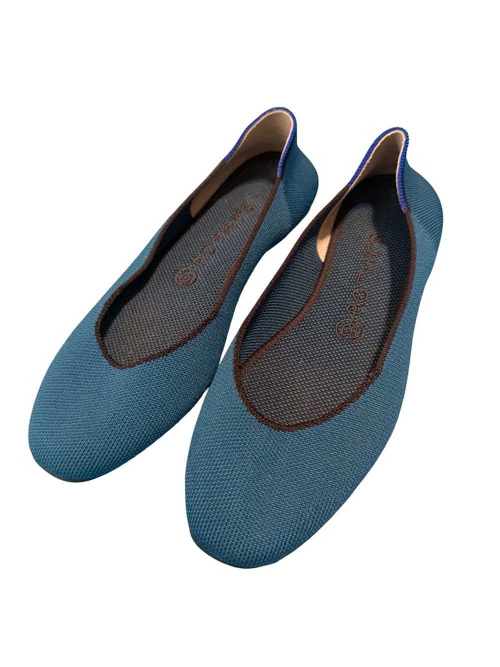 Rothy’s The Flat Teak Blue Knit Ballet Flats Women’s 8.5 Washable Slip On